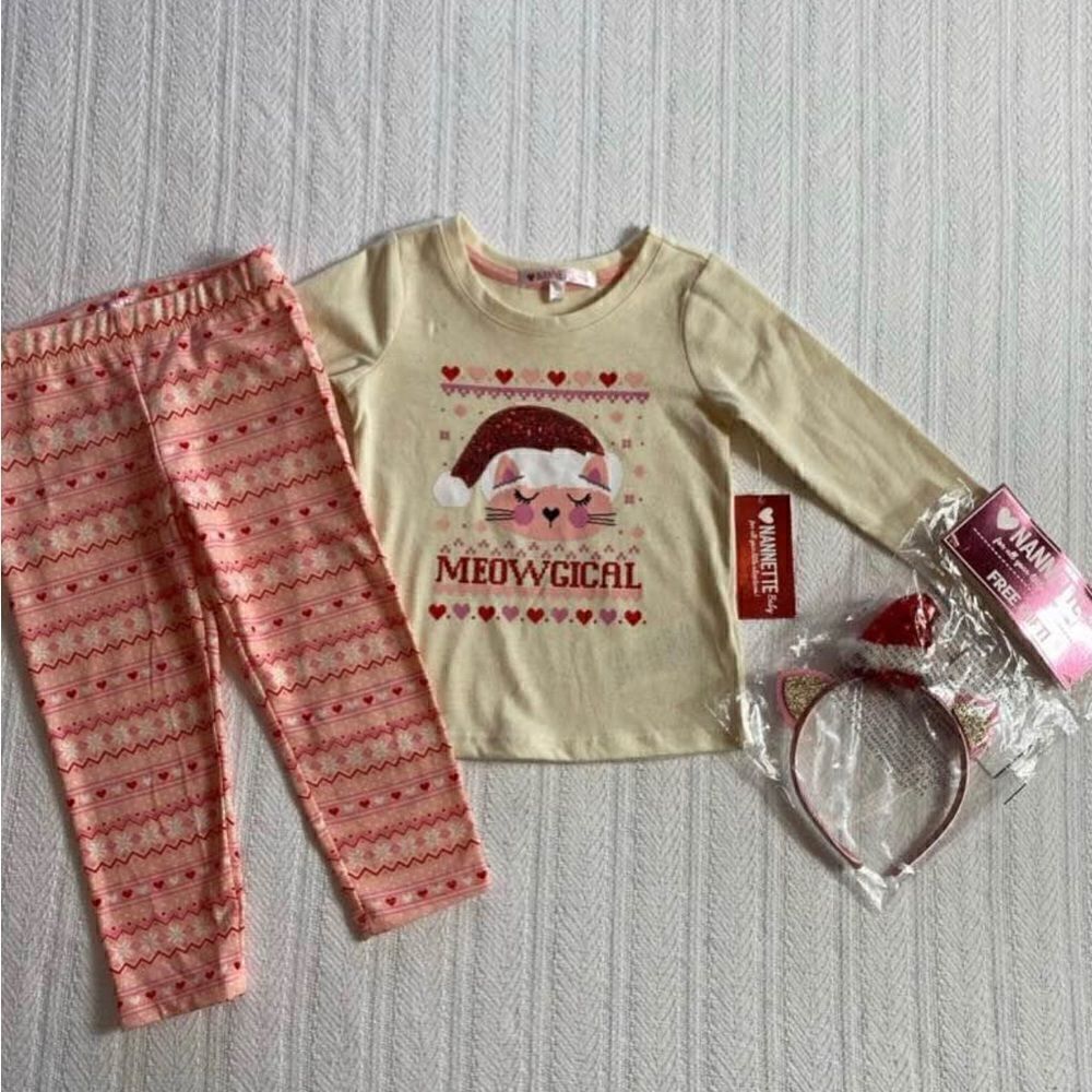 NANNETTE Baby Girl MEOWGICAL 3 Piece Outfit